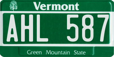 VT license plate AHL587