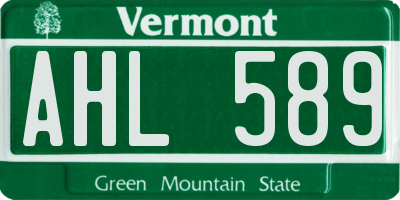 VT license plate AHL589
