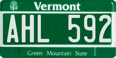 VT license plate AHL592