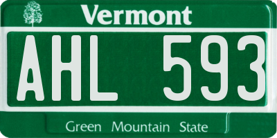 VT license plate AHL593