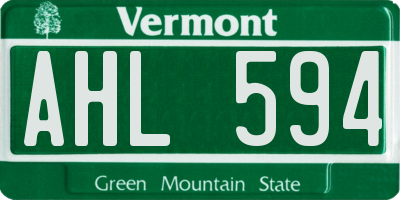 VT license plate AHL594