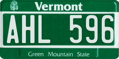 VT license plate AHL596