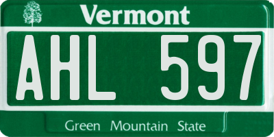 VT license plate AHL597