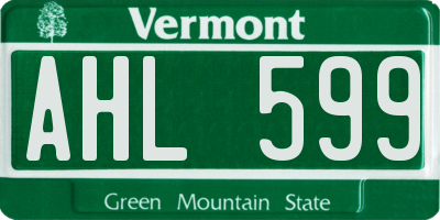 VT license plate AHL599