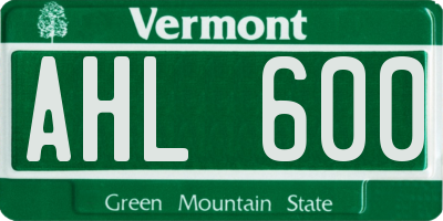 VT license plate AHL600