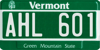 VT license plate AHL601