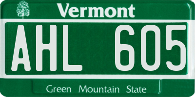 VT license plate AHL605