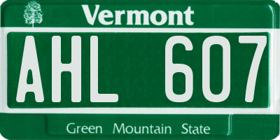 VT license plate AHL607