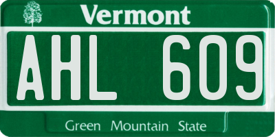 VT license plate AHL609