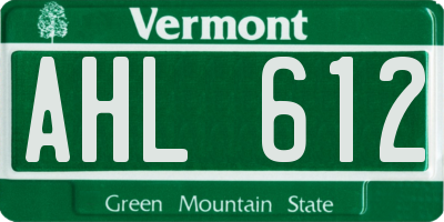 VT license plate AHL612