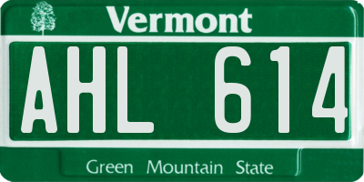 VT license plate AHL614