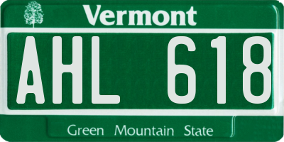 VT license plate AHL618