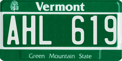 VT license plate AHL619
