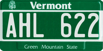 VT license plate AHL622