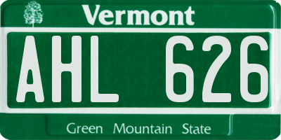 VT license plate AHL626