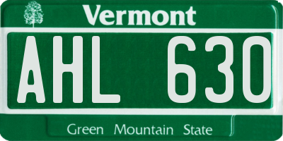 VT license plate AHL630