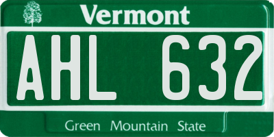 VT license plate AHL632
