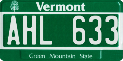 VT license plate AHL633
