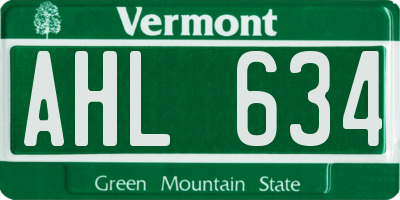 VT license plate AHL634
