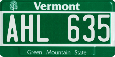 VT license plate AHL635