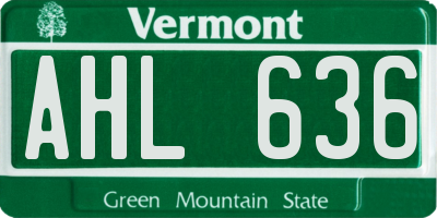 VT license plate AHL636