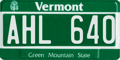 VT license plate AHL640
