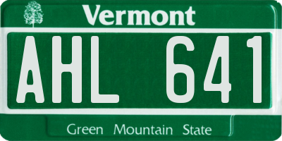 VT license plate AHL641