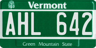 VT license plate AHL642