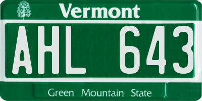 VT license plate AHL643