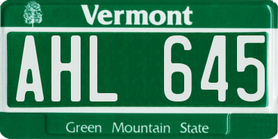 VT license plate AHL645