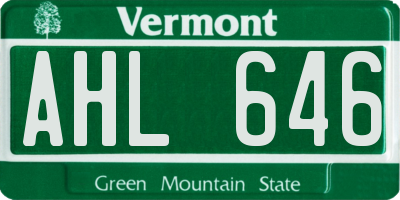 VT license plate AHL646