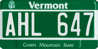 VT license plate AHL647