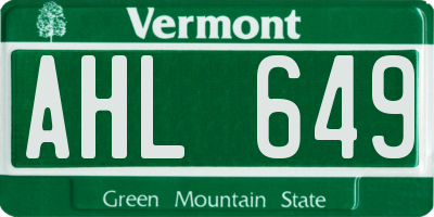 VT license plate AHL649