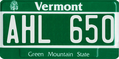VT license plate AHL650