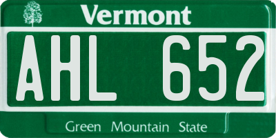 VT license plate AHL652