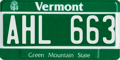 VT license plate AHL663