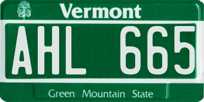 VT license plate AHL665