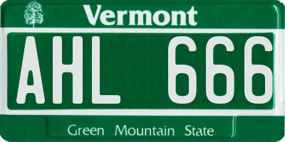 VT license plate AHL666