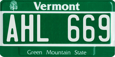 VT license plate AHL669