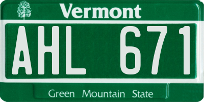 VT license plate AHL671