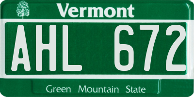 VT license plate AHL672