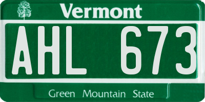 VT license plate AHL673