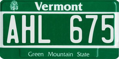 VT license plate AHL675