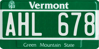 VT license plate AHL678