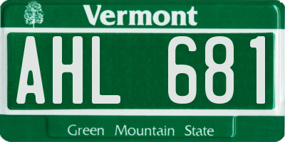 VT license plate AHL681