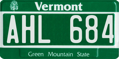 VT license plate AHL684