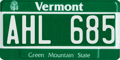 VT license plate AHL685