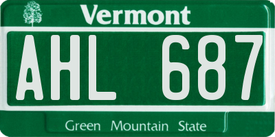 VT license plate AHL687