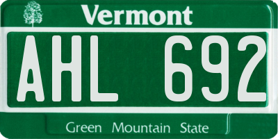 VT license plate AHL692