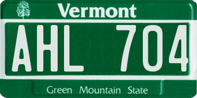 VT license plate AHL704